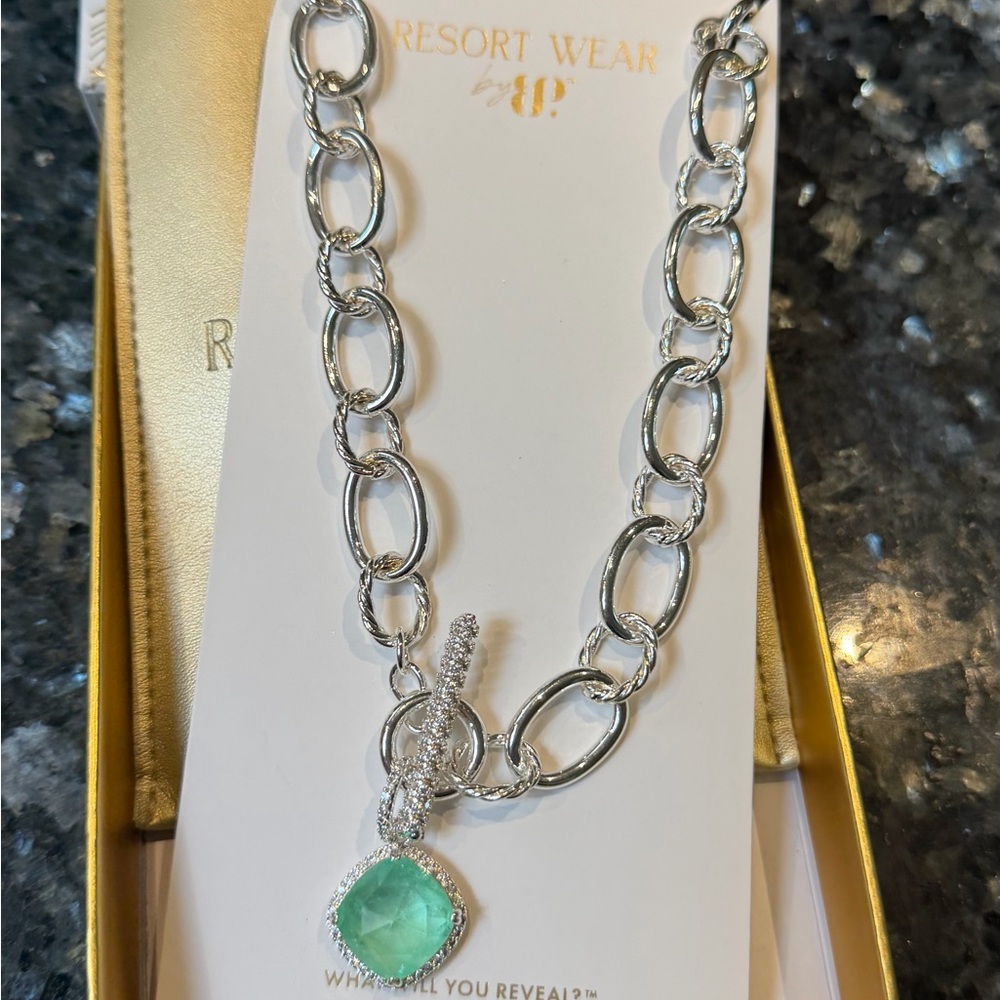 Silver and Green Necklace